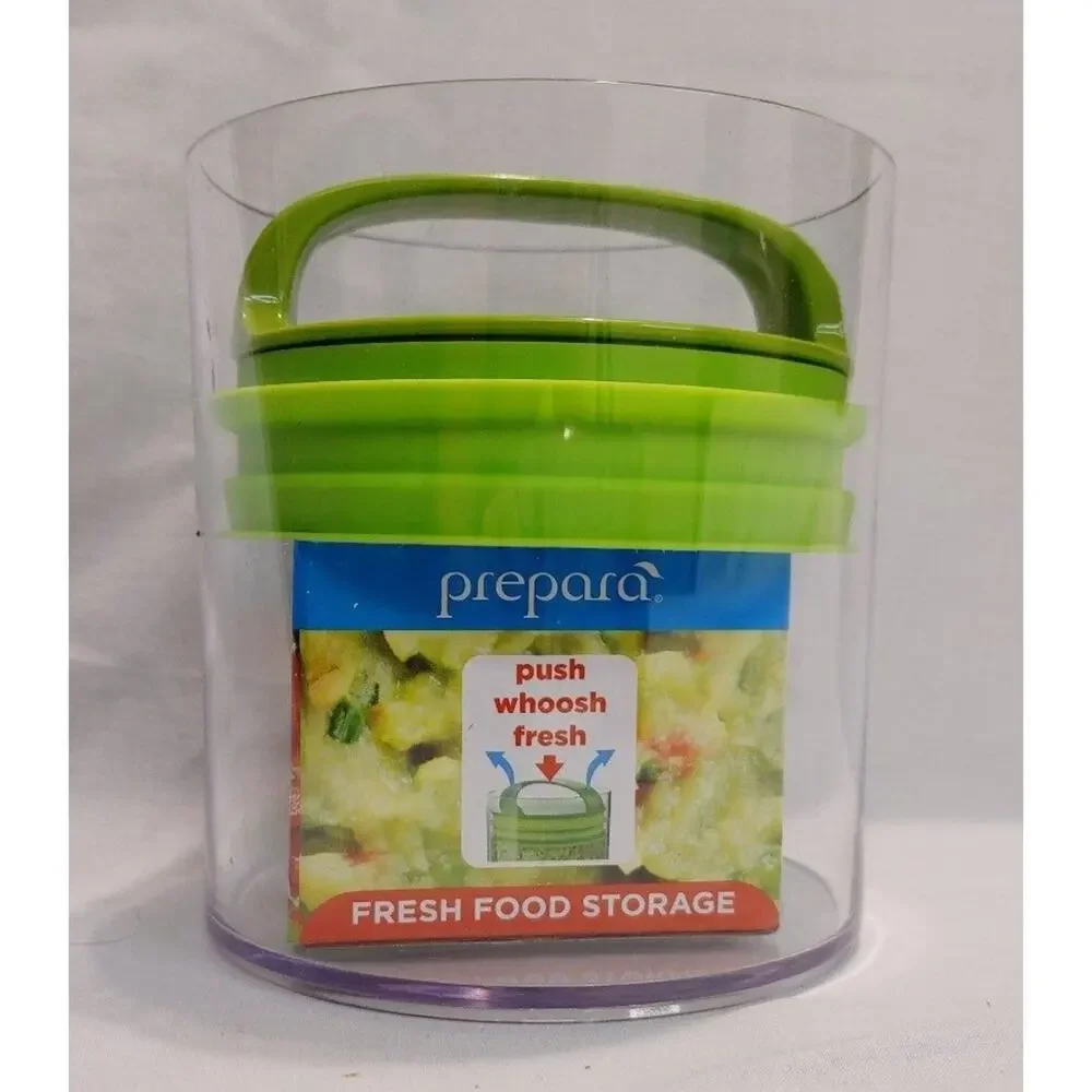 Prepara Evak Fresh Saver, Small-Short Airless Canister with Green Handle 1 Qt.